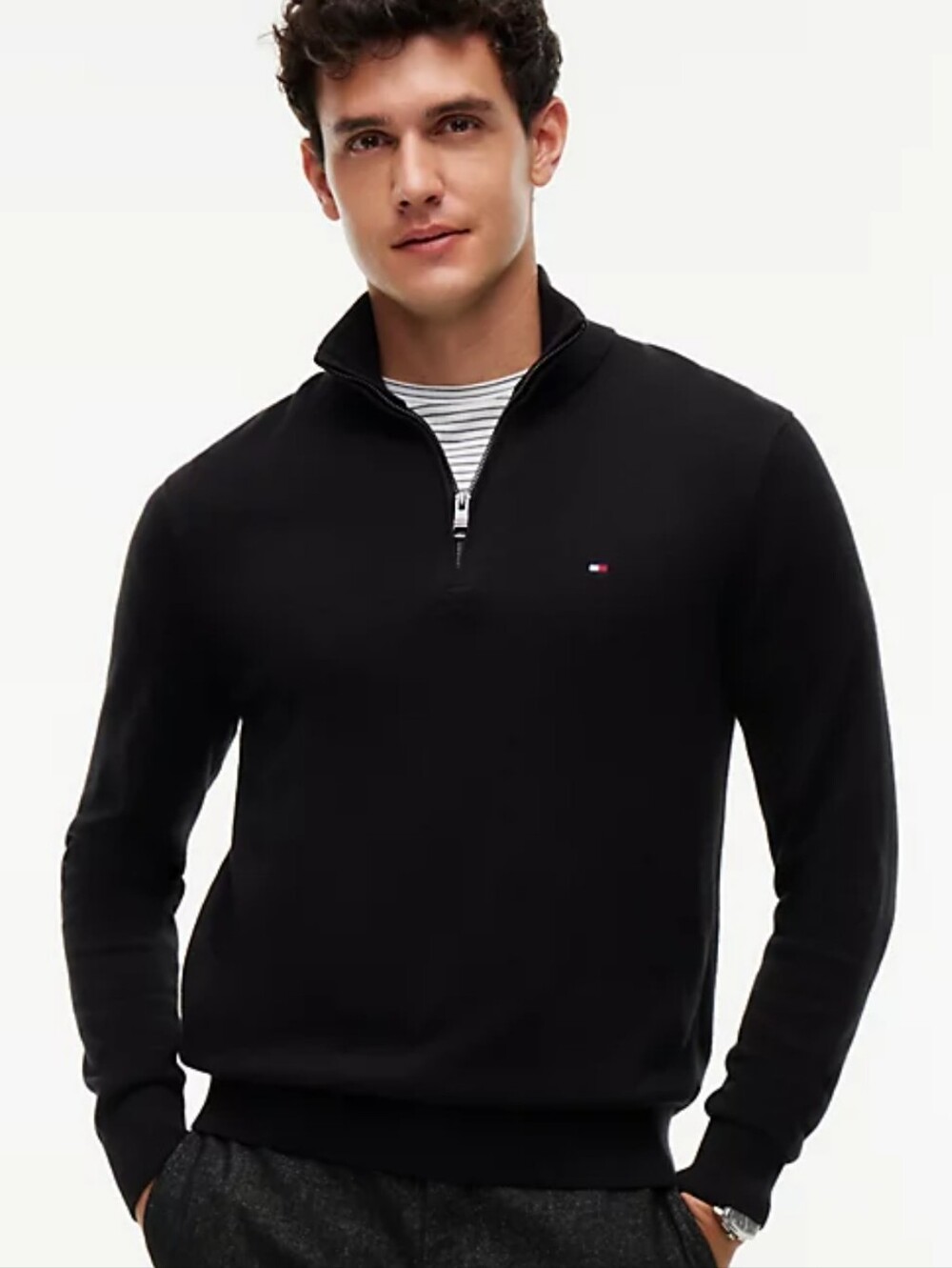 Tommy Hilfiger Black Half-Zip Knit Sweater